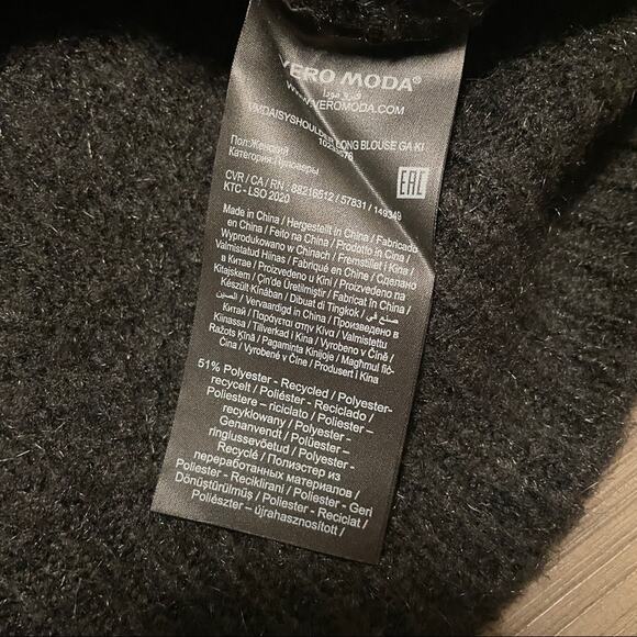 Vero Moda Black Knit Long Sleeve Round Neck Sweater Tunic Size S - Picture 6 of 9